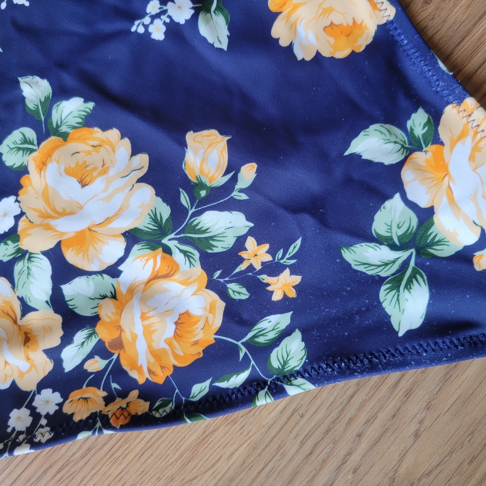 Cupshe Navy One-Piece Swimsuit with Yellow Floral Print - Picture 6 of 8
